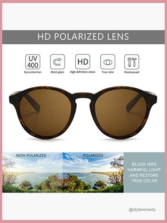Polarized Round Sunglasses with TR90 Frame UV400 Protection main image 5